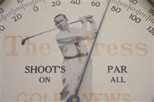 Walter Hagen 'The Press Golf Shoot's Par An All Golf News' Thermometer by Lakeside Mfg. Co. Chicago