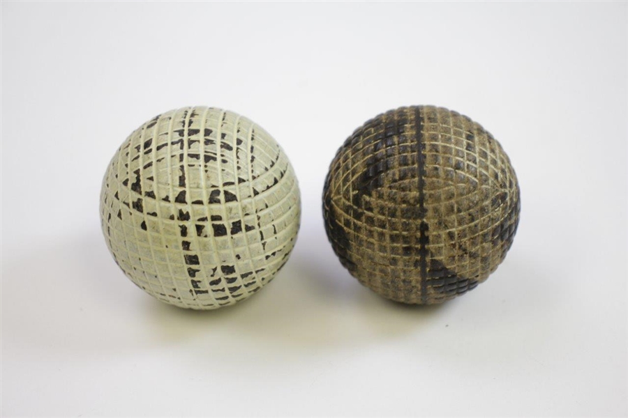 Two Vintage Mesh Pattern Golf Balls