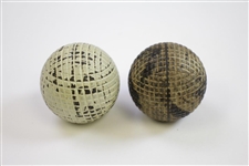 Two Vintage Mesh Pattern Golf Balls
