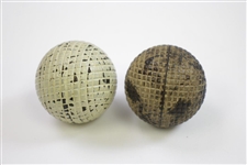 Two Vintage Mesh Pattern Golf Balls