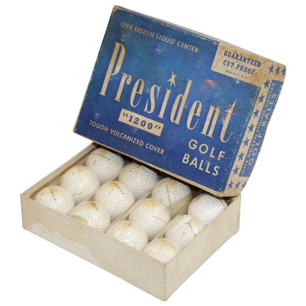 Dozen President "1200" Liquid Center Golf Balls in Original Box