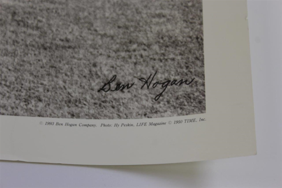 Ben Hogan Signed 1950 US Open at Merion 1-Iron Shot to 18th Green Poster JSA ALOA