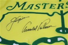 Arnold Palmer & Jack Nicklaus Signed Classic Masters Yellow Flag in Center Logo JSA ALOA