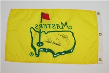 Arnold Palmer & Jack Nicklaus Signed Classic Masters Yellow Flag in Center Logo JSA ALOA