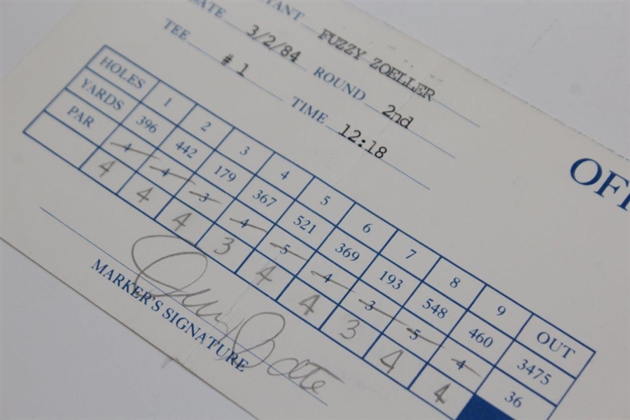 Jerry Pate & Fuzzy Zoeller Signed 1984 The Honda Classic Official Scorecard 3/2/84 JSA ALOA