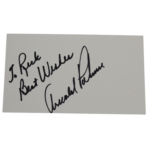 Arnold Palmer Signed 3x5 Card with Personalization 'To Rick' JSA ALOA