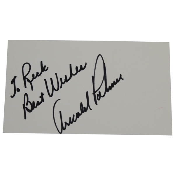 Arnold Palmer Signed 3x5 Card with Personalization To Rick JSA ALOA