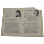 Arnold Palmer Signed 11x8 PGA Media Tour Guide Page JSA ALOA