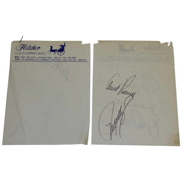 Nicklaus, Palmer, Trevino, Pate, Fuzzy, Crenshaw, & Weiskopf Signed Double-Sided Pages JSA ALOA