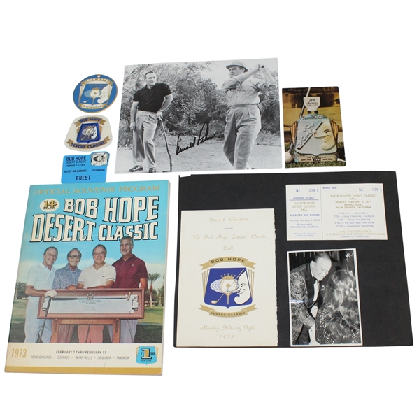 1973 Bob Hope Classic - Palmers Last PGA Victory - Misc. Lot Including Signed 8x10 JSA ALOA