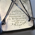 Sterling Ink Well with Crossed Clubs - Forres GC - Sept. 2nd, 1914 Won by J. M. Cant Esq.