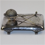 Sterling Ink Well with Crossed Clubs - Forres GC - Sept. 2nd, 1914 Won by J. M. Cant Esq.
