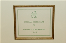 Arnold Palmer Signed 1960 Masters SC with Original Weaver Drawing of Arnie - Framed JSA ALOA
