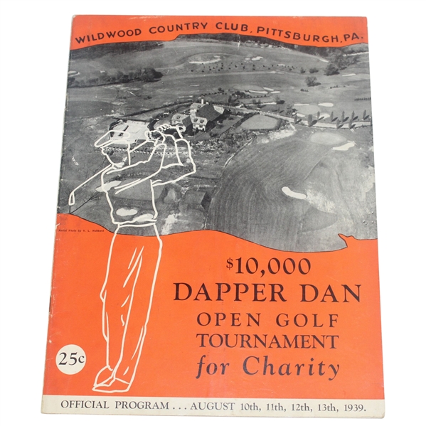 1939 $10K Dapper Dan Open Golf Tournament Program - Ralph Guldahl Winner - Arnies First!