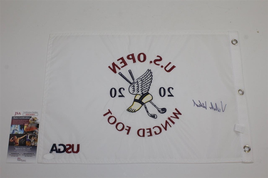 Viktor Hovland Signed 2020 US Open at Winged Foot Embroidered Flag JSA #HH26995