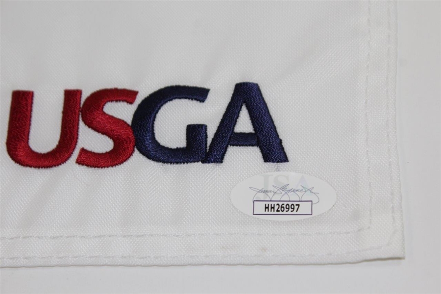 Dustin Johnson Signed 2020 US Open at Winged Foot Embroidered Flag JSA #HH26997