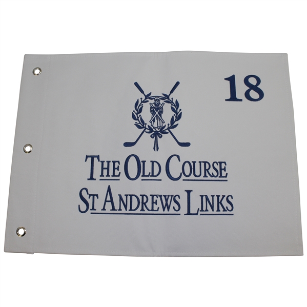 The Old Course St. Andrews Links Embroidered White & Blue Flag