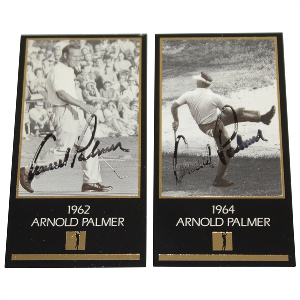 Two Arnold Palmer Signed Masters Champions Golf Cards JSA #HH62591 & #HH62593