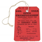 1964 US Open at Congressional CC First Rd Ticket #C1037 - Ken Venturi Winner