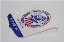 1972 US Open at Pebble Beach Press A Series Badge - Jack Nicklaus Winner