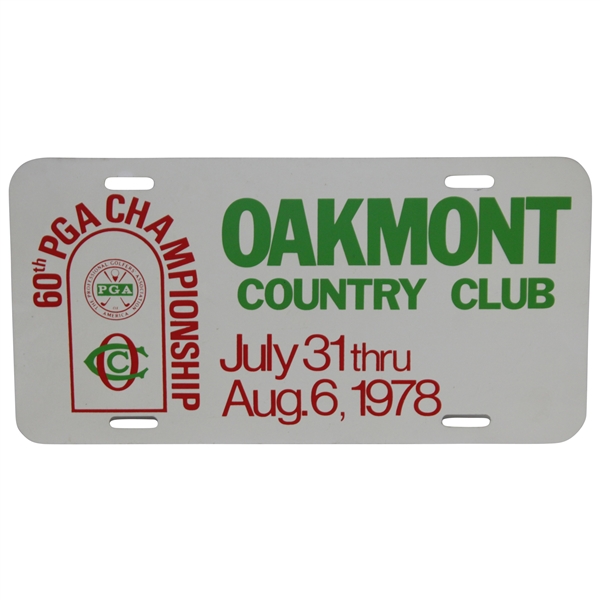1978 PGA Championship at Oakmont Country Club License Plate