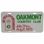 1978 PGA Championship at Oakmont Country Club License Plate