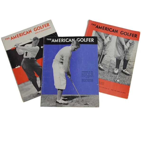Three Bobby Jones on Cover 'American Golfer' Magazines - 1930, 1931, & 1932
