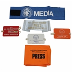 Six Various US Open, US Amateur, & The OPEN Championship Press Passes/Credentials/Arm Bands