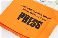 Six Various US Open, US Amateur, & The OPEN Championship Press Passes/Credentials/Arm Bands