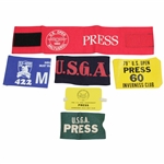 Six USGA & US Open Press Badges/Credentials/Arm Bands