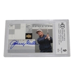 Johnny Miller Signed 2002 Upper Deck Fairway Fabrics Golf Card BECKETT Slabbed Near Mint 9
