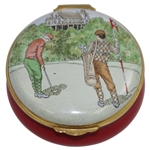 Classic Staffordshire Enamel Hand-Painted Far & Sure Golf Scene in Original Box
