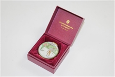 Classic Staffordshire Enamel Hand-Painted 'Far & Sure' Golf Scene in Original Box