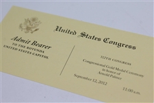 Arnold Palmer Congressional 2012 Gold Medal Ceremony Invitation & Ticket