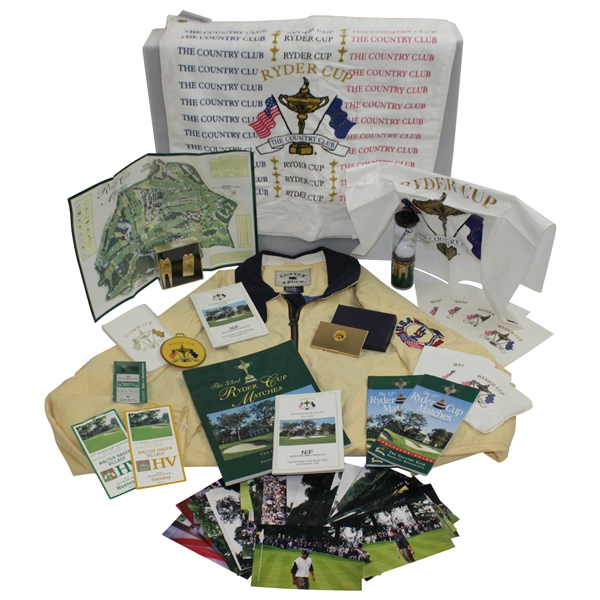Official 1999 Ryder Cup at Brookline Items Inc. Original Photos of Tiger - Tickets, Jacket, Towel, & more