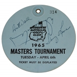 Tony Lema Signed 1965 Masters Tuesday Ticket #314 with Sarazen, Wall, & others JSA ALOA