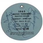 Tony Lema Signed 1965 Masters Tuesday Ticket #314 with Sarazen, Wall, & others JSA ALOA