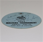Tony Lema Signed 1965 Masters Tuesday Ticket #314 with Sarazen, Wall, & others JSA ALOA