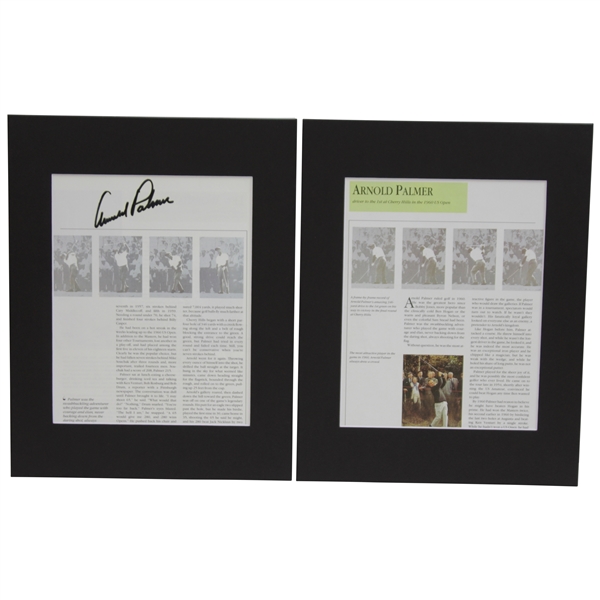 Arnold Palmer Signed Cherry Hills 1960 US Open Matted Page with Extra Panel JSA ALOA