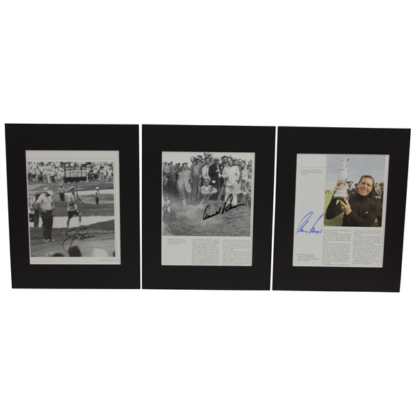 Arnold Palmer, Jack Nicklaus, & Gary Player Big Three Signed Matted Pages JSA ALOA