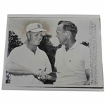 Arnold Palmer & Jack Nicklaus 8x10 Wire Photo Shaking Hands Before 1962 US Open Playoff
