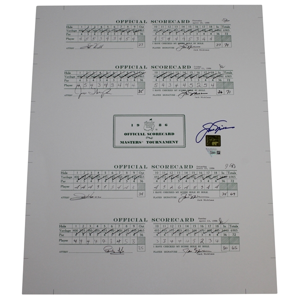 Jack Nicklaus Signed Scorecards From The 1986 Masters - Fanatics/Golden Bear Authentication Stickers