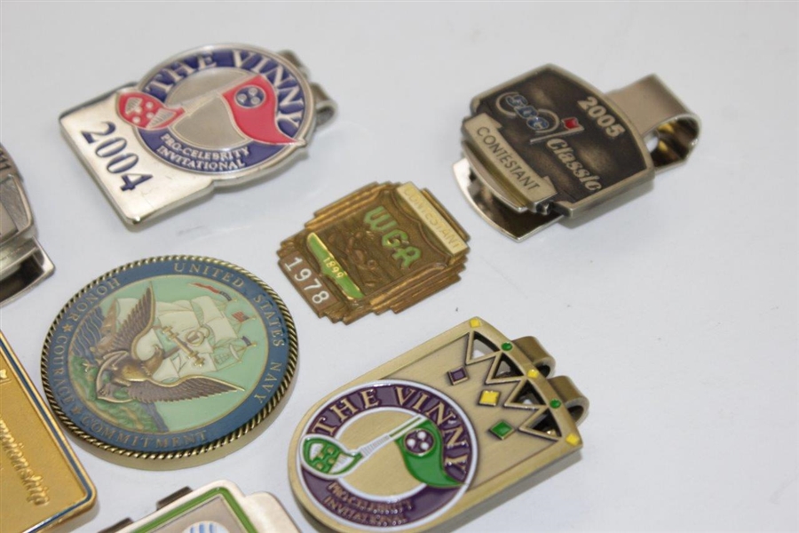 Eight Money Clips & Ball Markers - World Am, ATT&T, 1978 WGA, and more