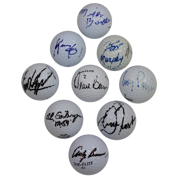 Group of Nine Signed Golf Balls Including Beman, Geiberger, Barber, & others JSA ALOA
