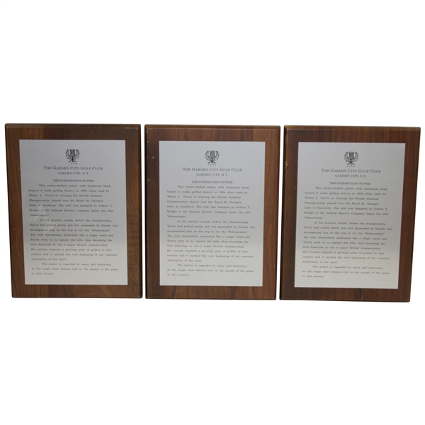 Three The Garden City Golf Club Plaques - History of The Schenectady Putter