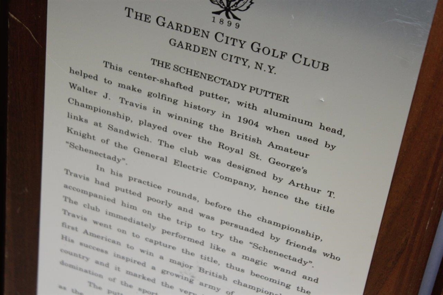 Three The Garden City Golf Club Plaques - History of The Schenectady Putter