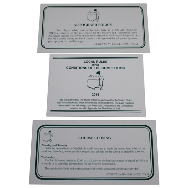 2014 Masters Tournament Rules: Autograph Policy, Local Rules, & Course Closing