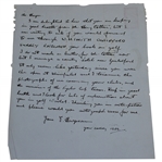 Personal Hand-Written Letter to Walter Hagen from His 1929 Caddy E. Hargraves