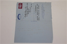 Personal Hand-Written Letter to Walter Hagen from His 1929 Caddy E. Hargraves