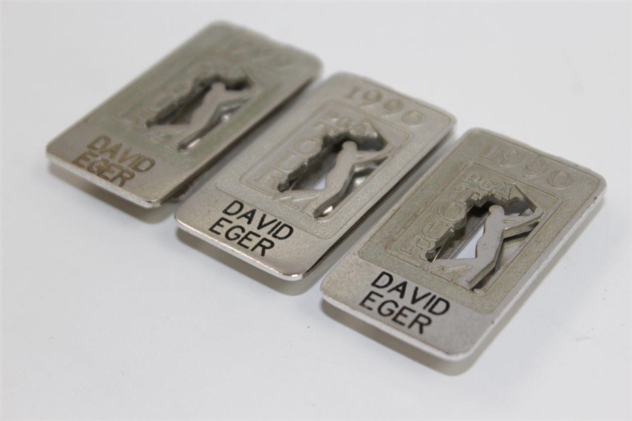 Three Sterling 1990 PGA Tour Money Clips Issued to David Eger